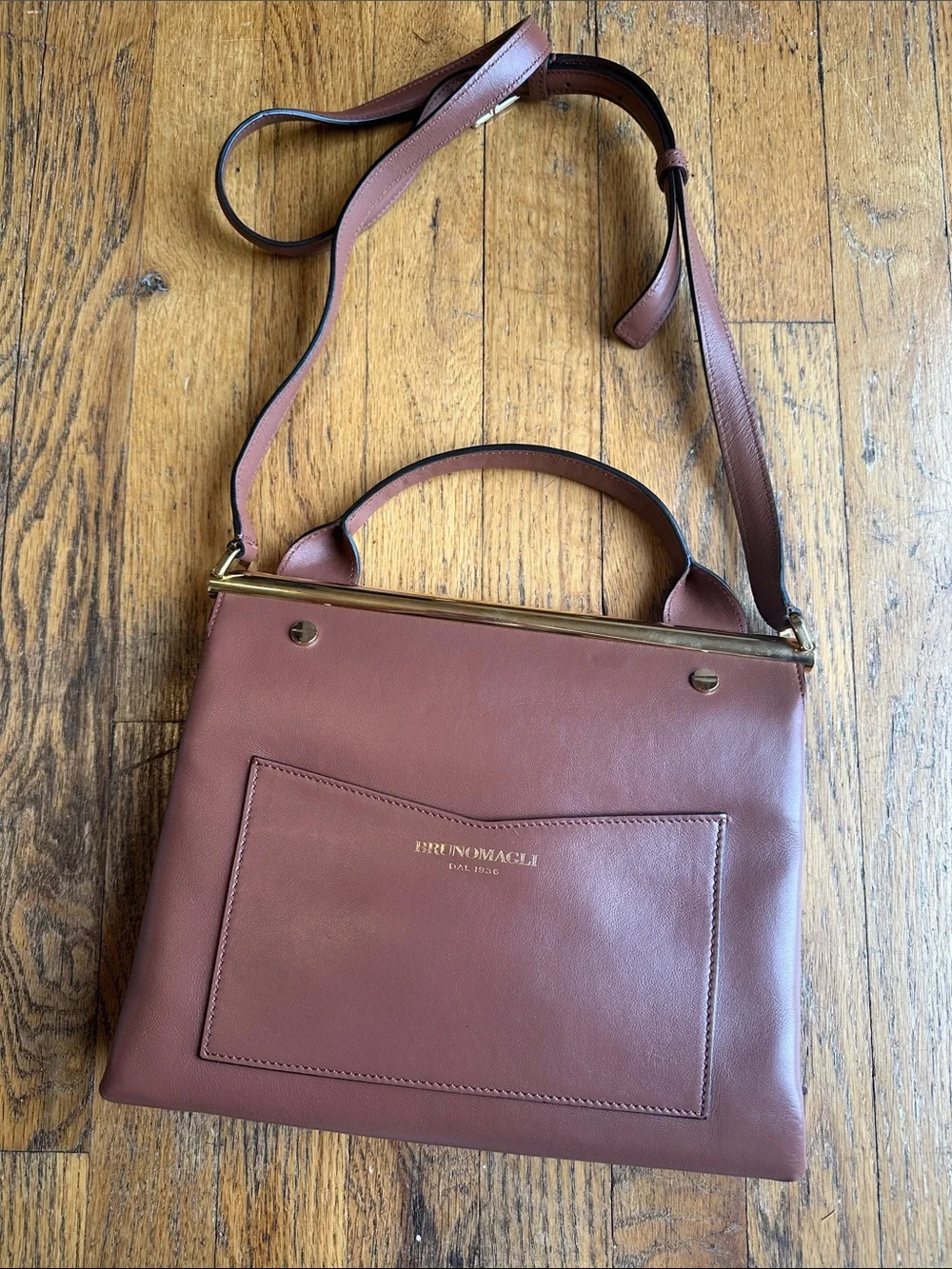 Bruno Magli Mauve-Brown Leather Top-Handle Satchel